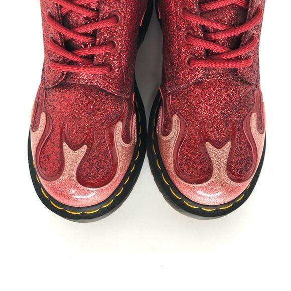 Dr Martens Pascal Flame Red Glitter Ankle Boots Women’s 5 Shoes - Picture 11 of 13